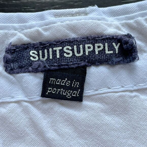 SUITSUPPLY Men's EU 52 Flat Front Trousers Pure Cotton Tapered Chino Pants White - Picture 10 of 12